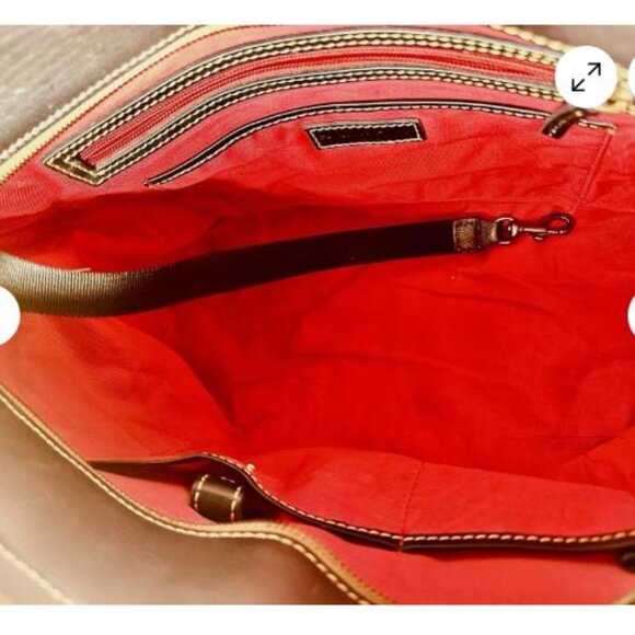 Dooney & Bourke Saffiano Tassel Bucket Tote Bag Black Tan Trim satchel Fast Ship - Picture 7 of 12